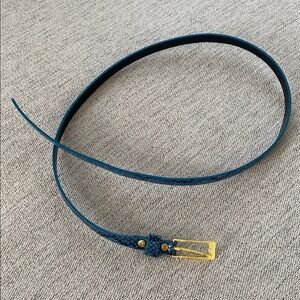 WHBM Blue Skinny Belt with Gold Buckle